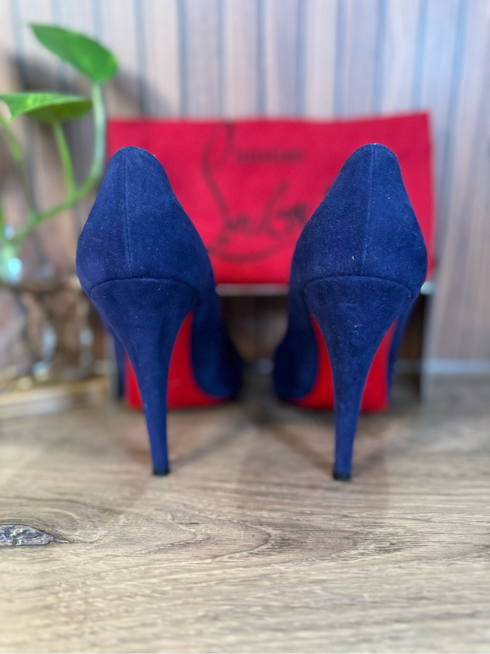 Christian Louboutin Blue Suede Red Bottom Pumps Heels Stilettos ❤️, Size 37.5